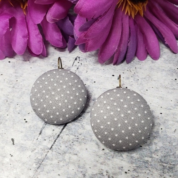 New Handmade | Lever Back Fabric Button Earrings - Picture 1 of 3